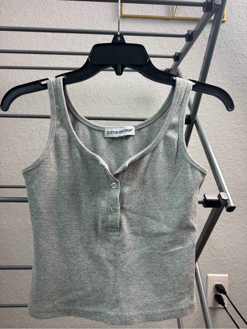 Cotton Emporium Light Heather Gray Ribbed Tank